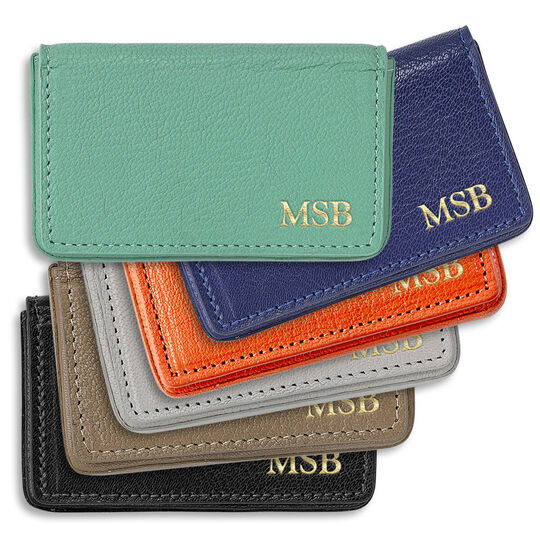 Hard Cover Personalized Leather Card Case